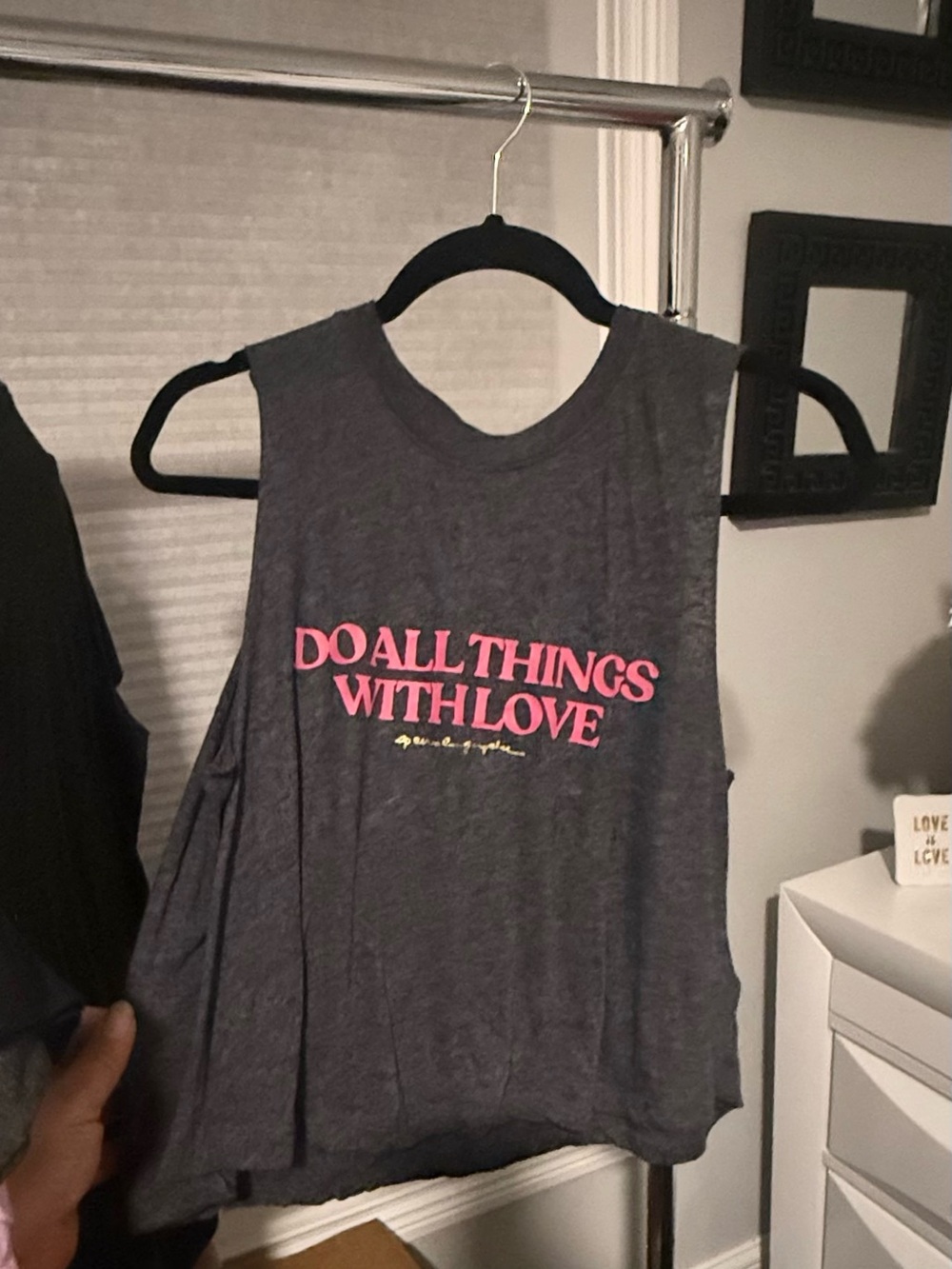 Spiritual Gangster Charcoal Muscle Tee with Pink Script